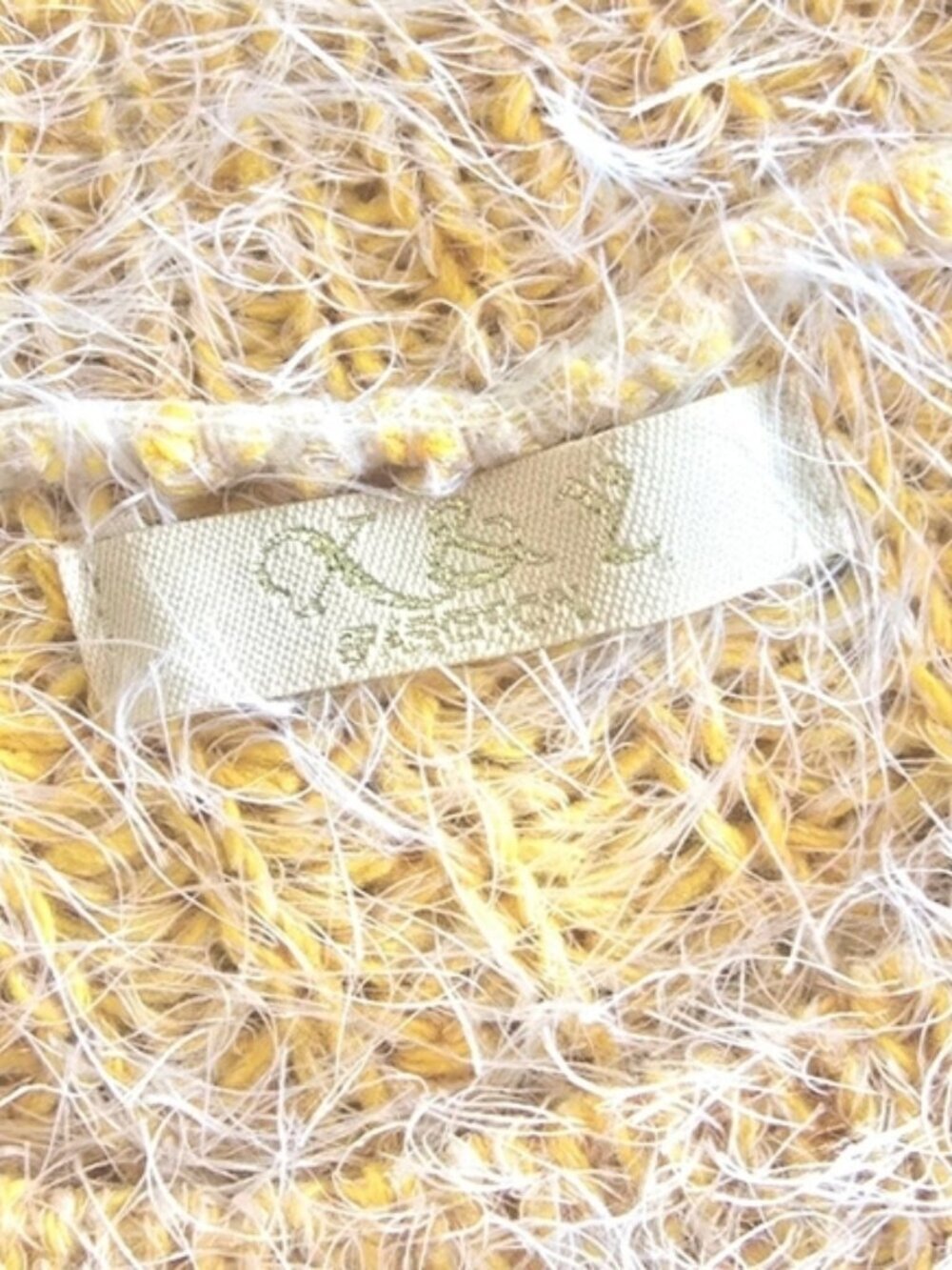 XY Fashion Fuzzy Striped Crewneck Sweater Cottagecore Preppy Butter Yellow S/M - Picture 11 of 16